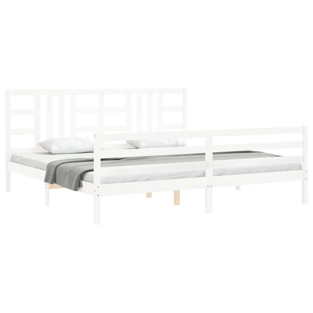 Bed Frame without Mattress White 200x200 cm Solid Wood