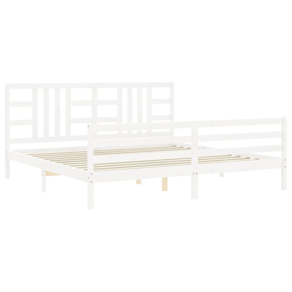 Bed Frame without Mattress White 200x200 cm Solid Wood