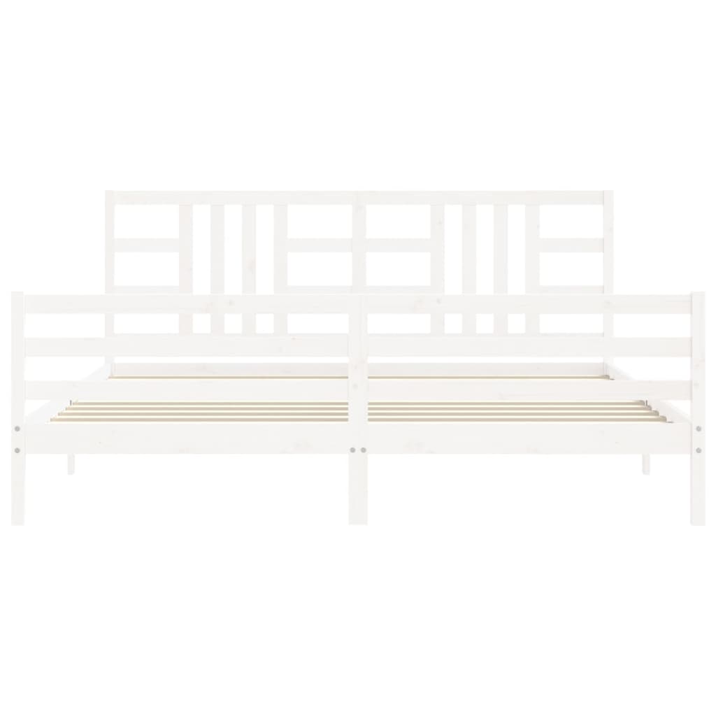 Bed Frame without Mattress White 200x200 cm Solid Wood
