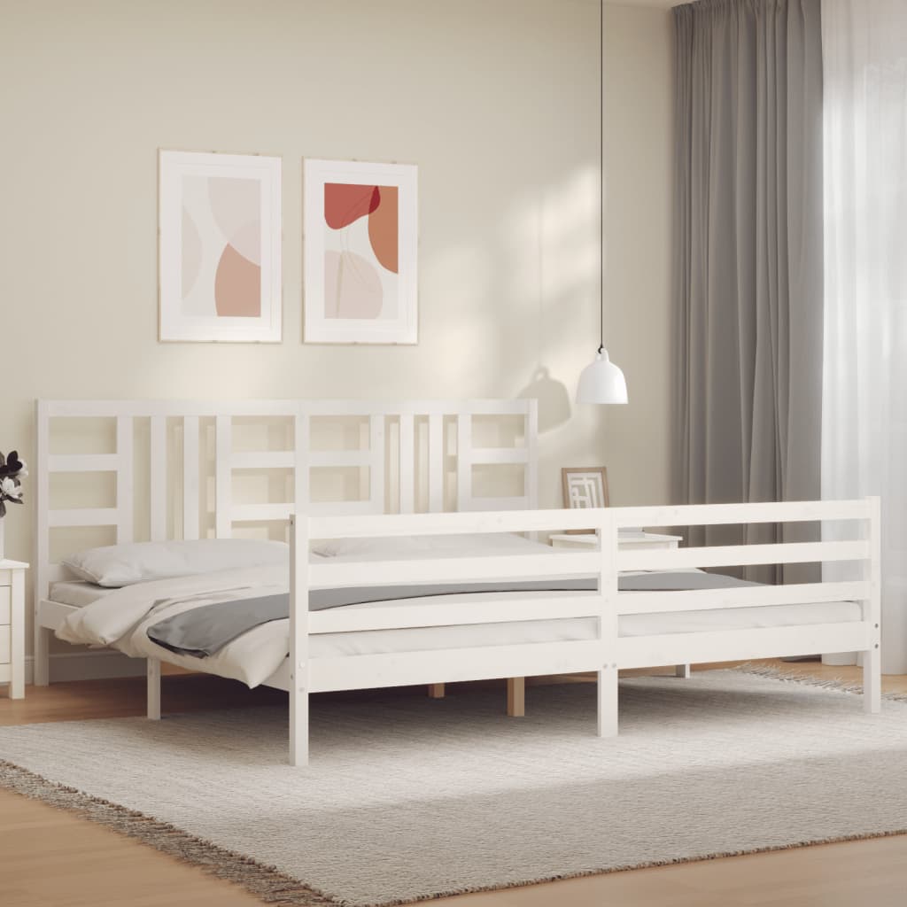 Bed Frame without Mattress White 200x200 cm Solid Wood