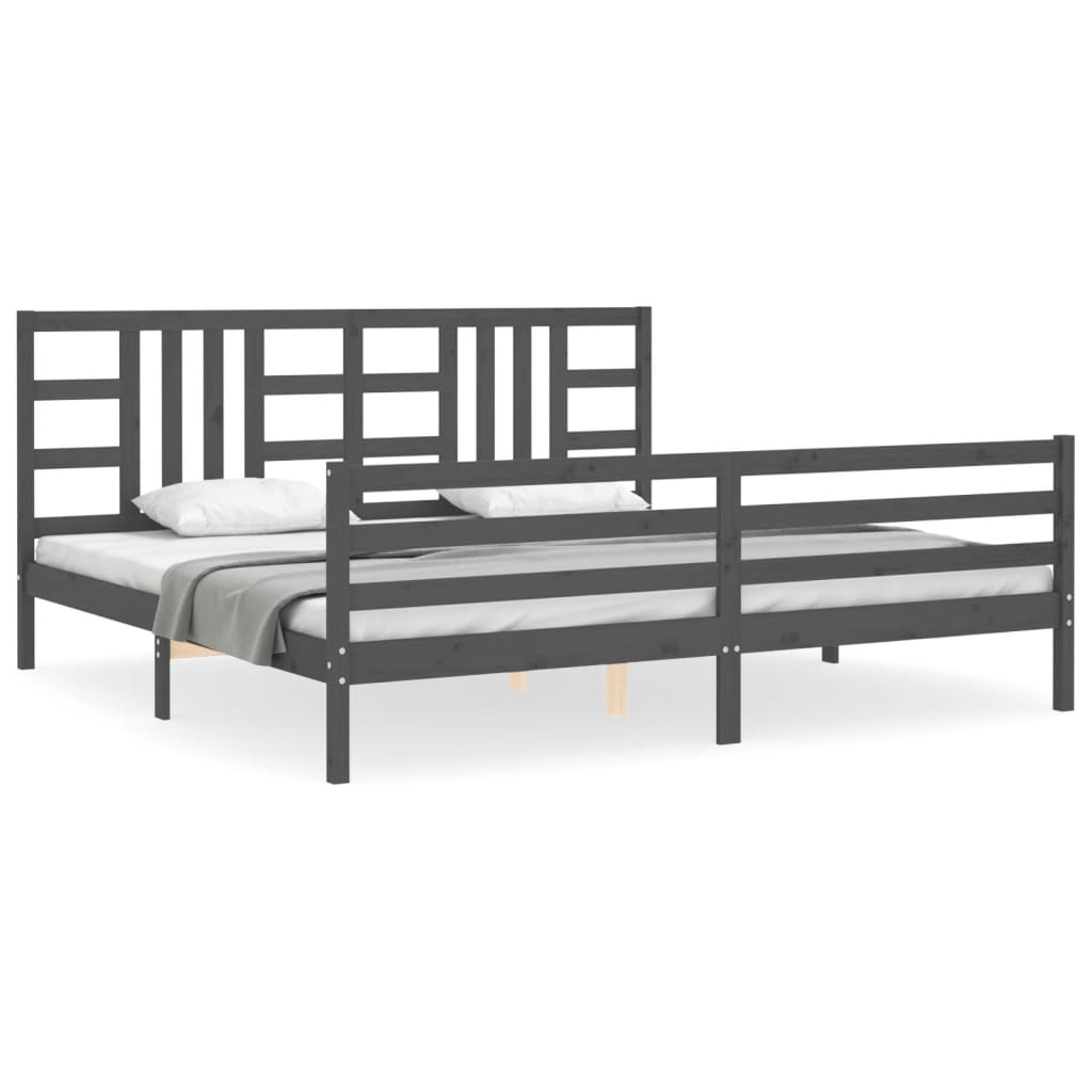 Bed Frame without Mattress Grey 200x200 cm Solid Wood