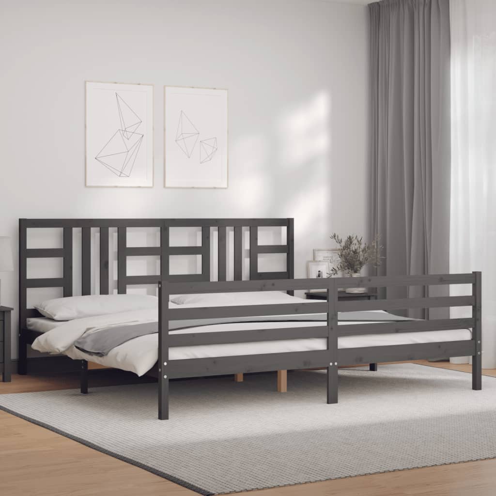 Bed Frame without Mattress Grey 200x200 cm Solid Wood