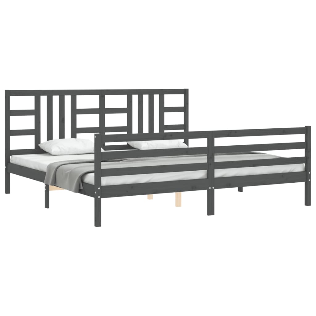 Bed Frame without Mattress Grey 200x200 cm Solid Wood