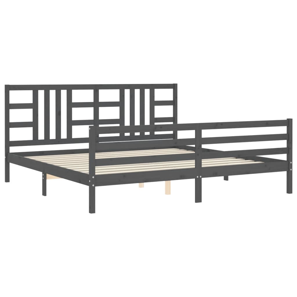 Bed Frame without Mattress Grey 200x200 cm Solid Wood