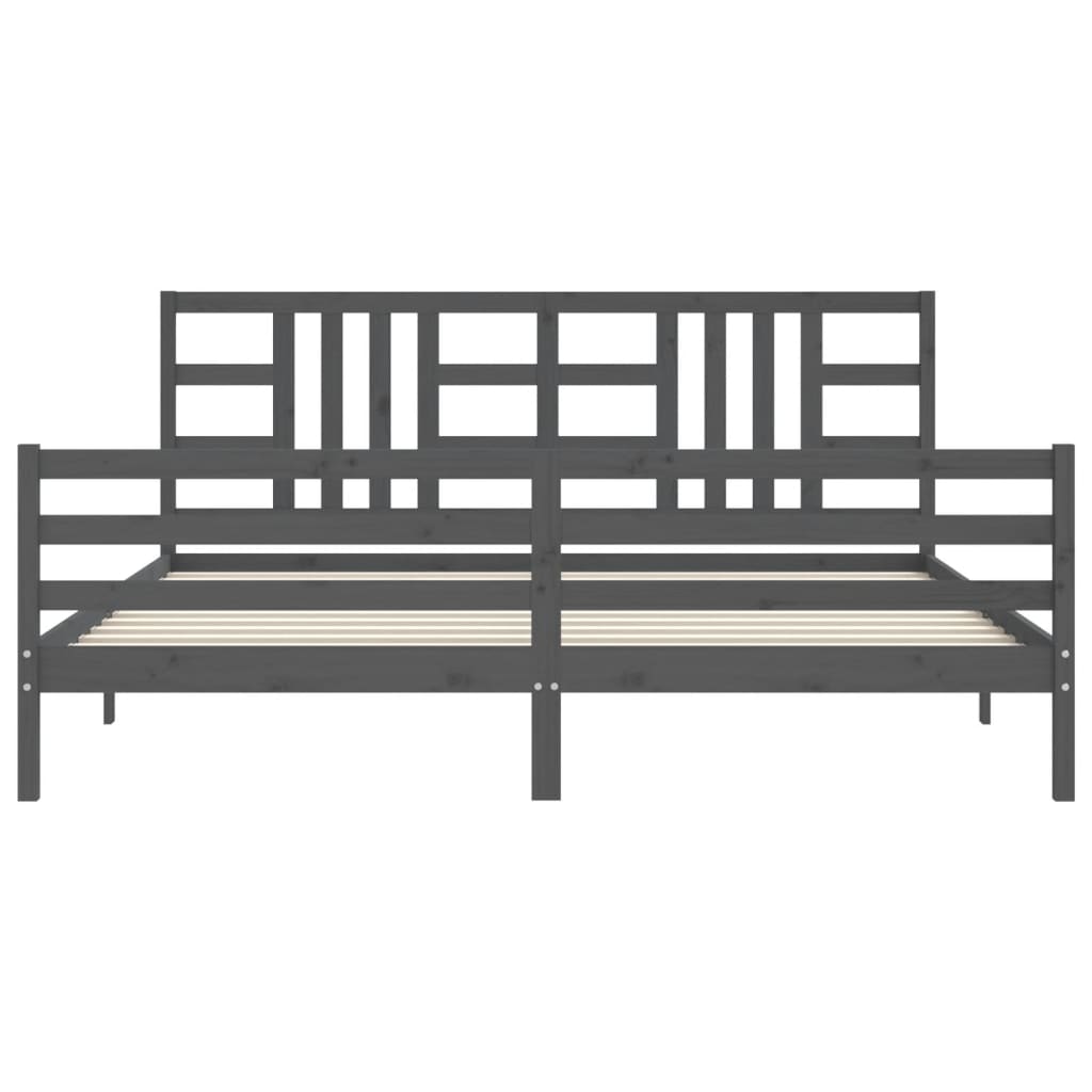 Bed Frame without Mattress Grey 200x200 cm Solid Wood