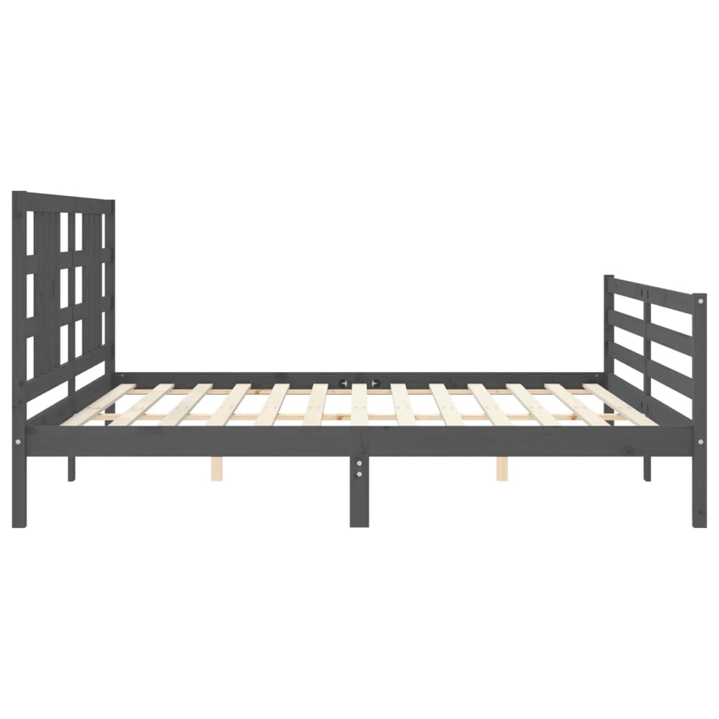 Bed Frame without Mattress Grey 200x200 cm Solid Wood