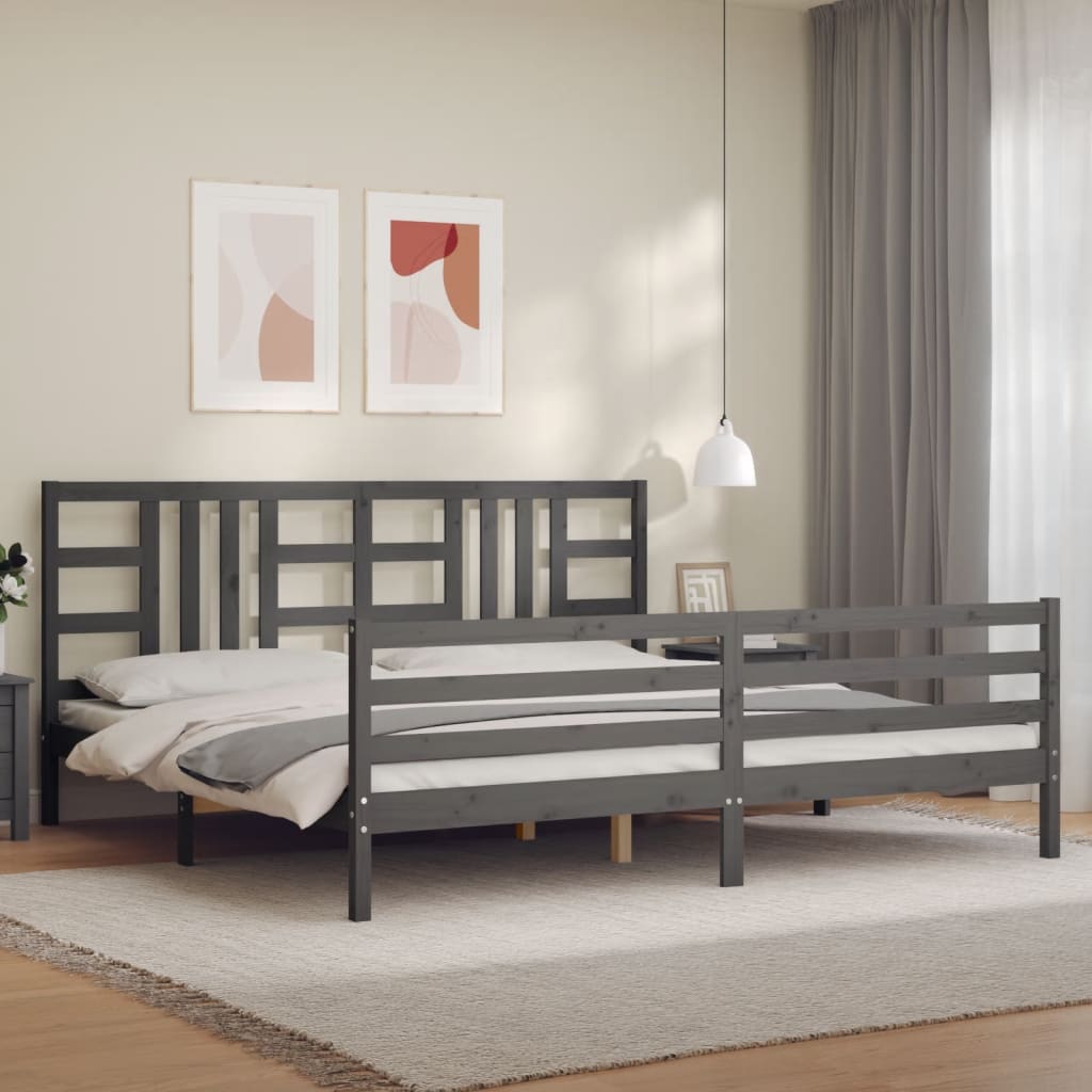Bed Frame without Mattress Grey 200x200 cm Solid Wood