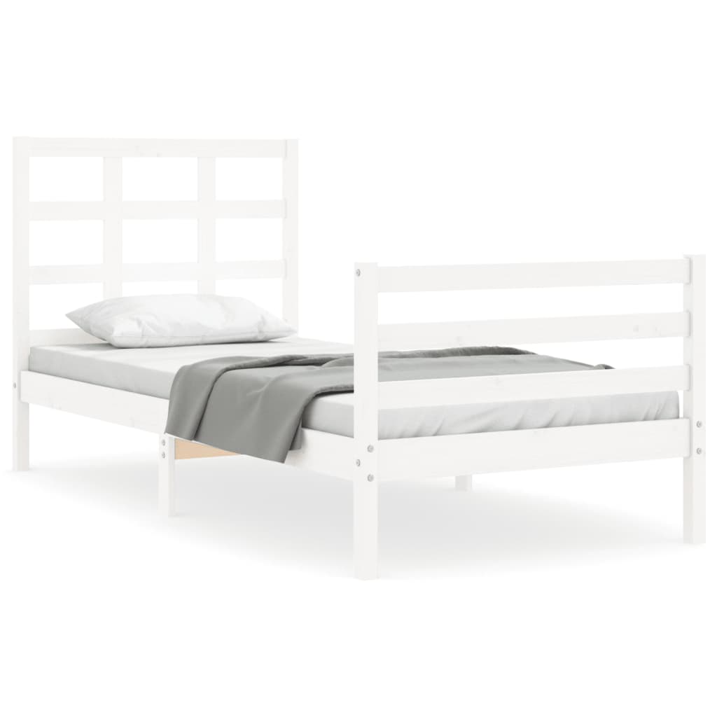Bed Frame without Mattress White Small Single Solid Wood