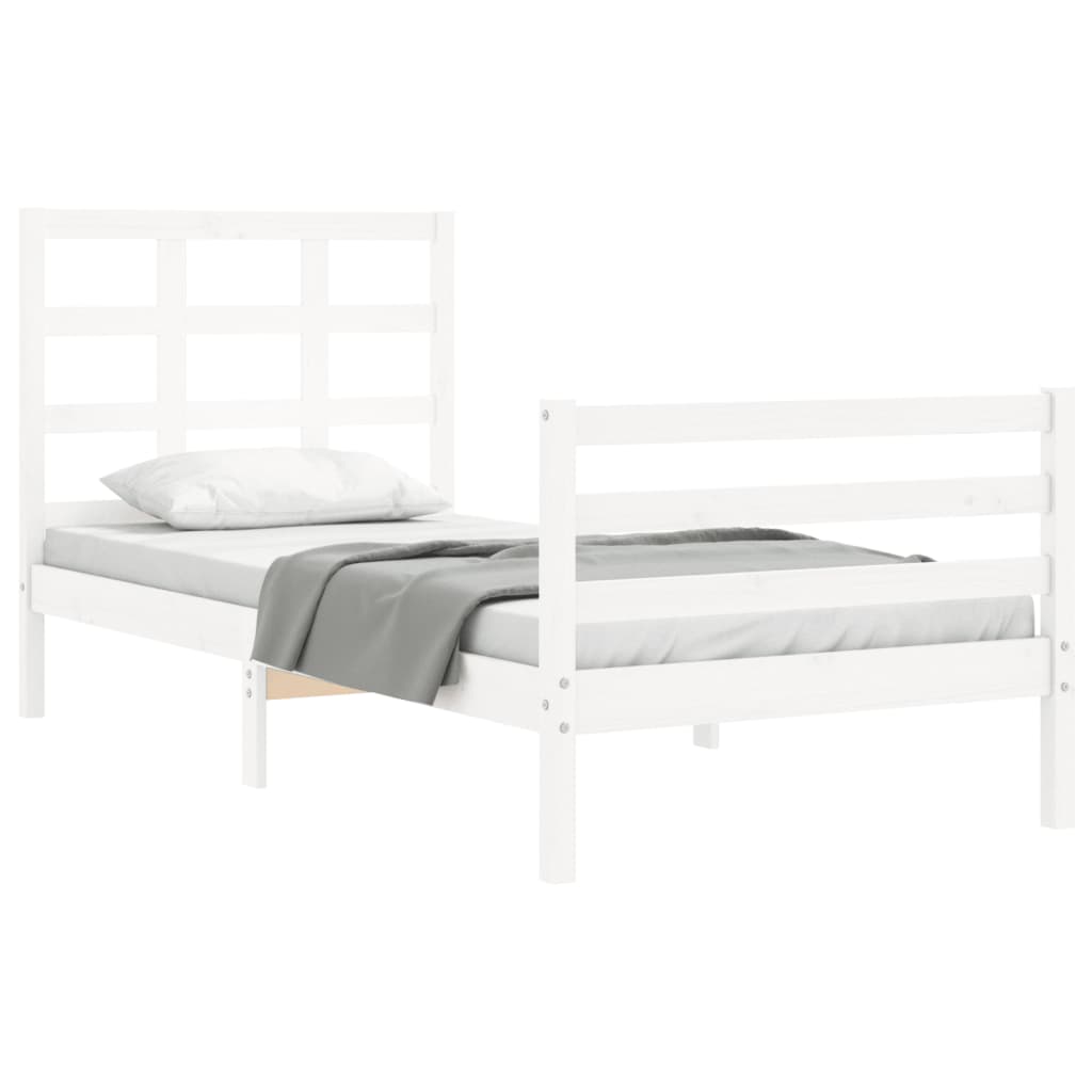 Bed Frame without Mattress White Small Single Solid Wood