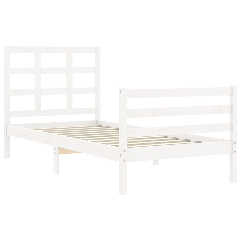 Bed Frame without Mattress White Small Single Solid Wood