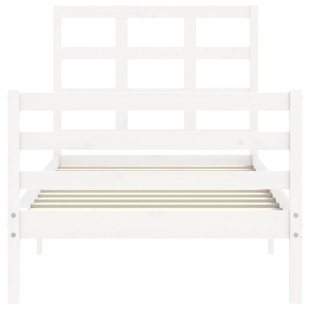 Bed Frame without Mattress White Small Single Solid Wood