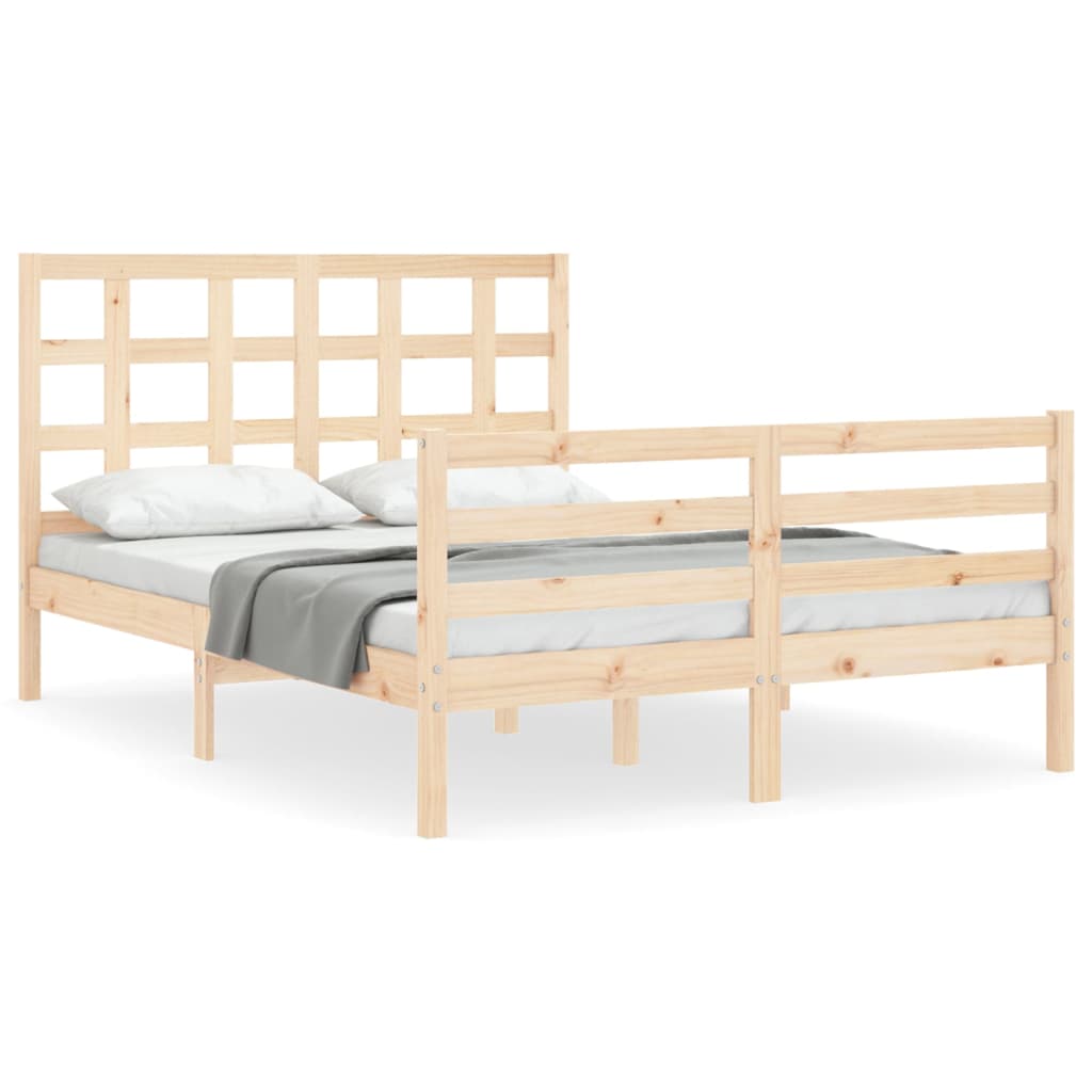 Bed Frame without Mattress Double Solid Wood