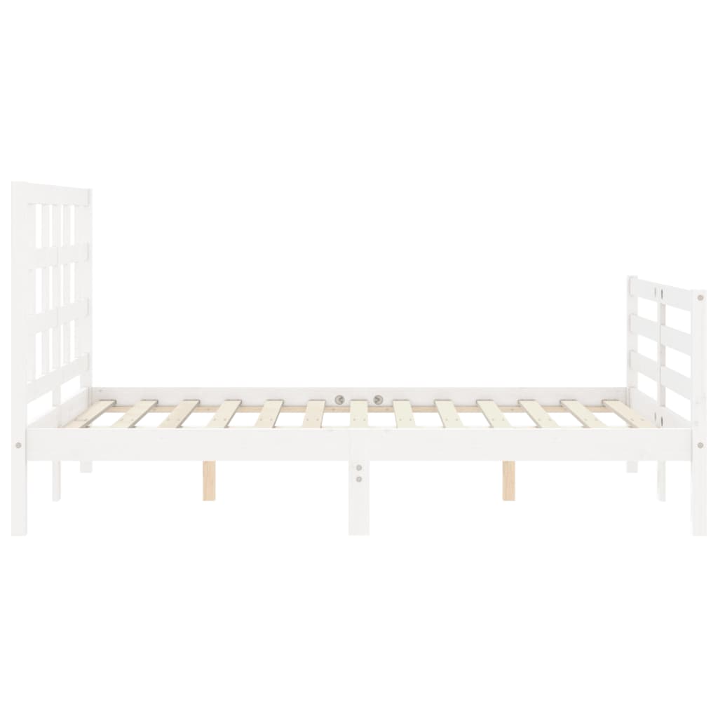 Bed Frame without Mattress White Double Solid Wood