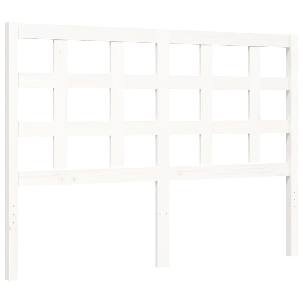 Bed Frame without Mattress White Double Solid Wood