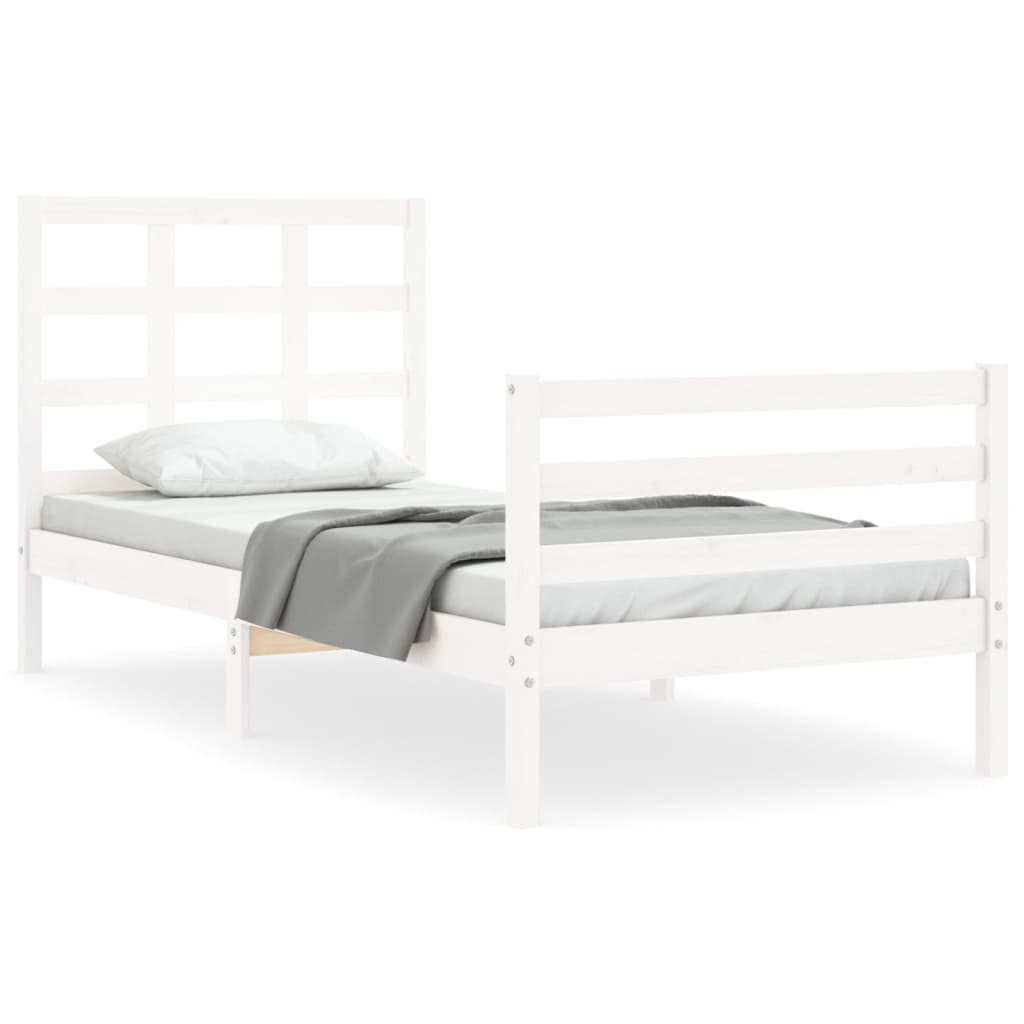 Bed Frame without Mattress White 90x200 cm Solid Wood