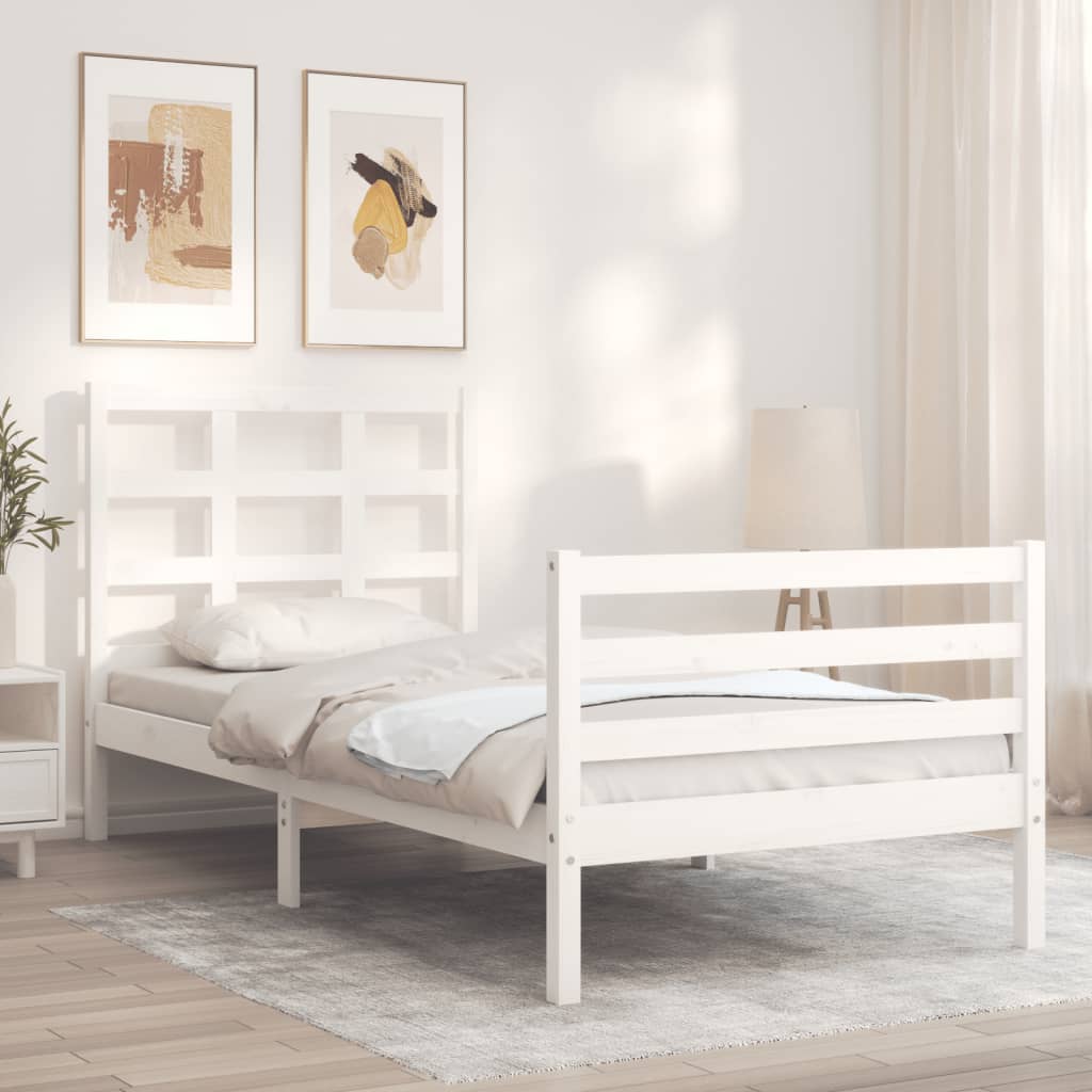 Bed Frame without Mattress White 90x200 cm Solid Wood