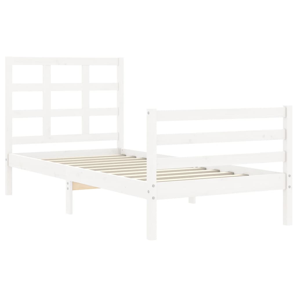 Bed Frame without Mattress White 90x200 cm Solid Wood