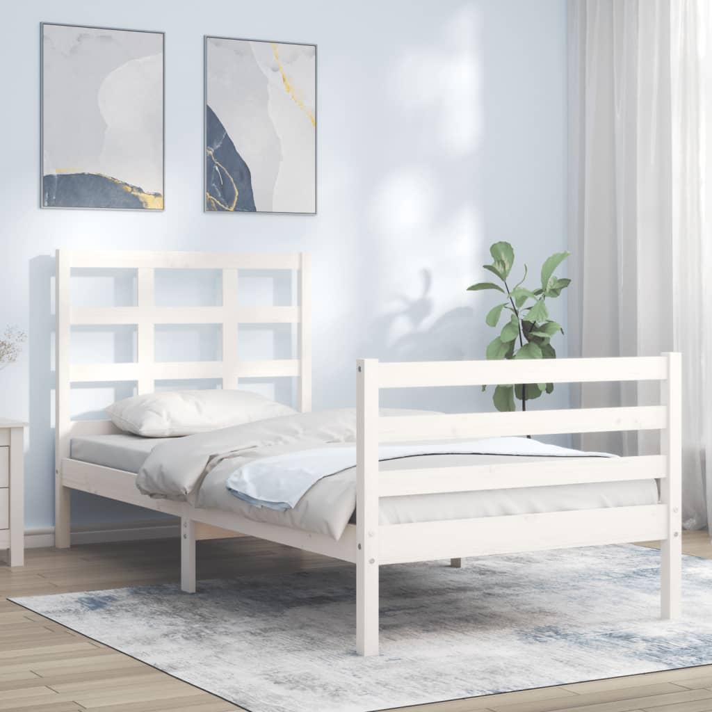 Bed Frame without Mattress White 90x200 cm Solid Wood