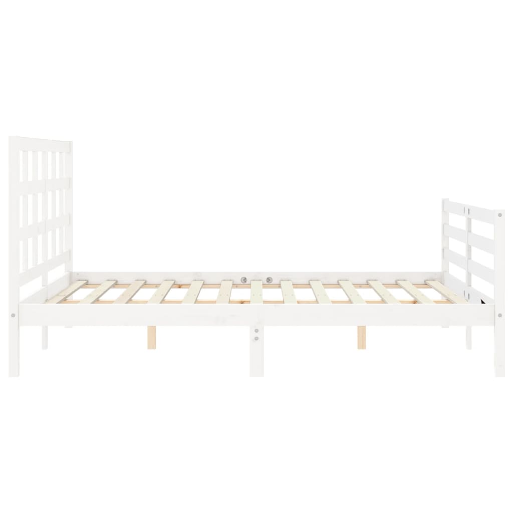 Bed Frame without Mattress White King Size Solid Wood