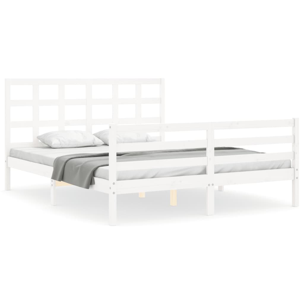 Bed Frame without Mattress White 160x200 cm Solid Wood