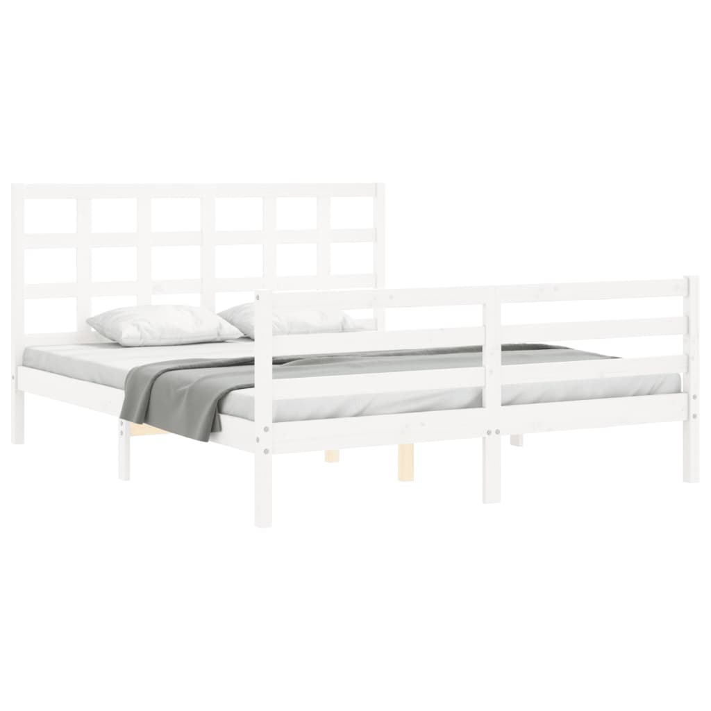 Bed Frame without Mattress White 160x200 cm Solid Wood