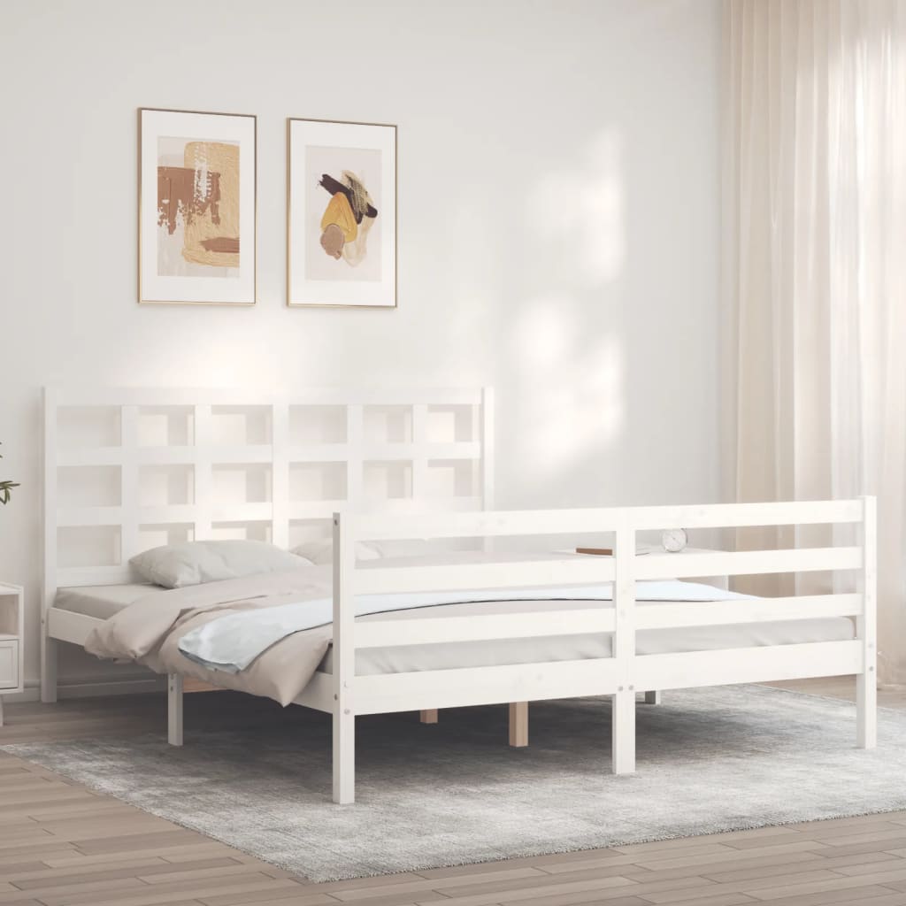 Bed Frame without Mattress White 160x200 cm Solid Wood