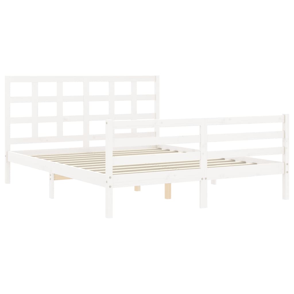 Bed Frame without Mattress White 160x200 cm Solid Wood