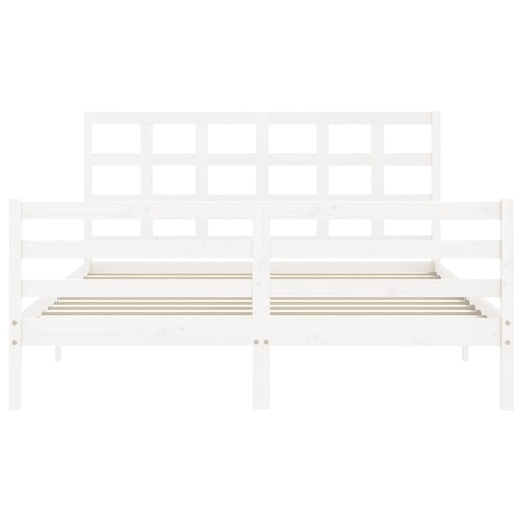 Bed Frame without Mattress White 160x200 cm Solid Wood