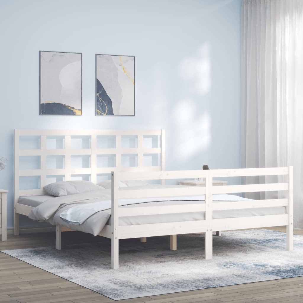 Bed Frame without Mattress White 160x200 cm Solid Wood
