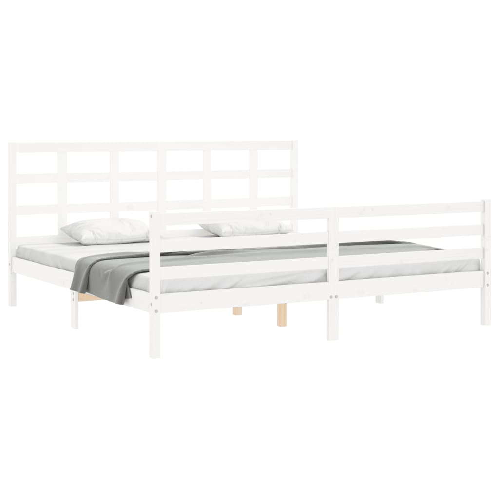 Bed Frame without Mattress White 200x200 cm Solid Wood
