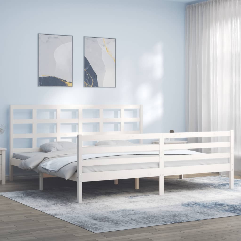 Bed Frame without Mattress White 200x200 cm Solid Wood
