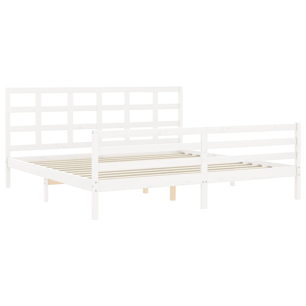 Bed Frame without Mattress White 200x200 cm Solid Wood