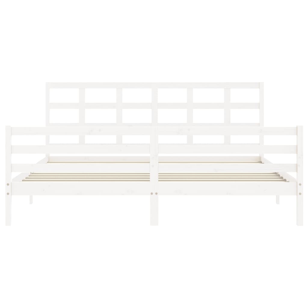Bed Frame without Mattress White 200x200 cm Solid Wood