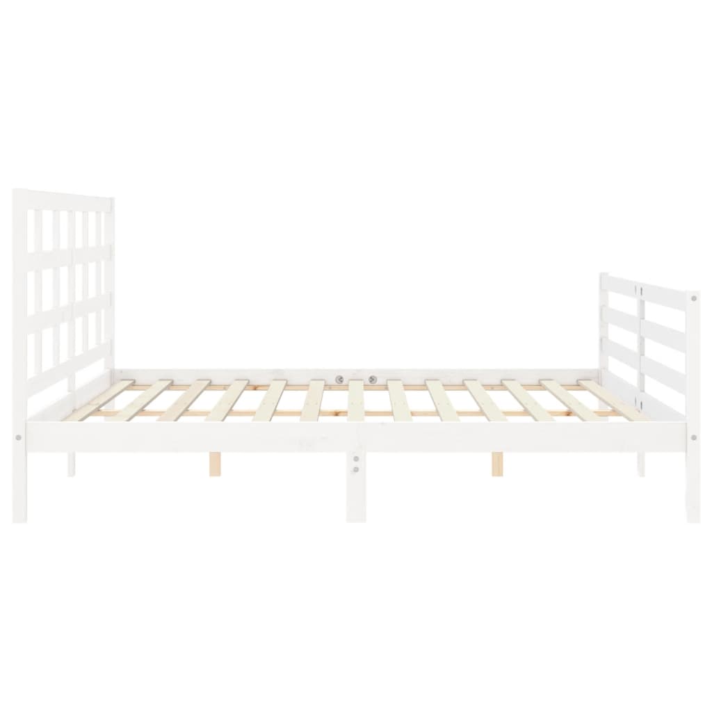 Bed Frame without Mattress White 200x200 cm Solid Wood