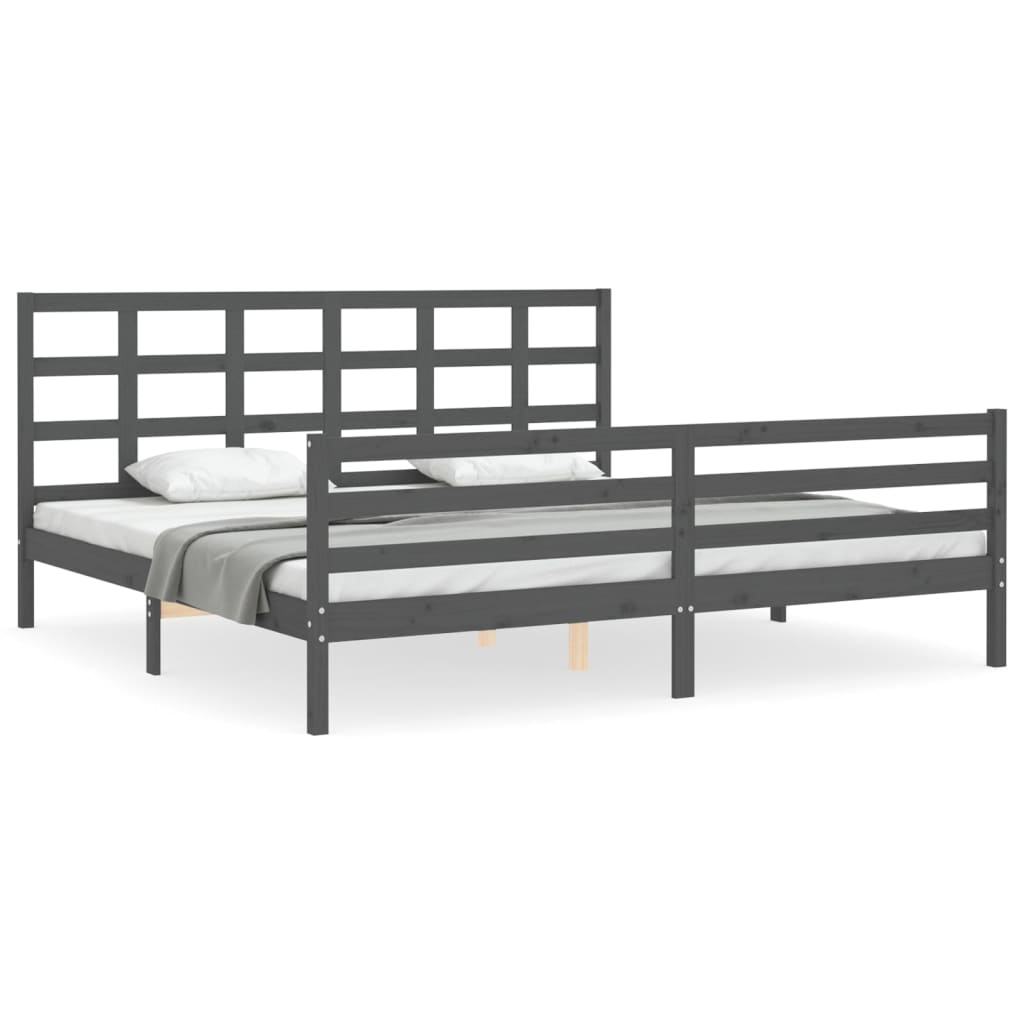 Bed Frame without Mattress Grey 200x200 cm Solid Wood
