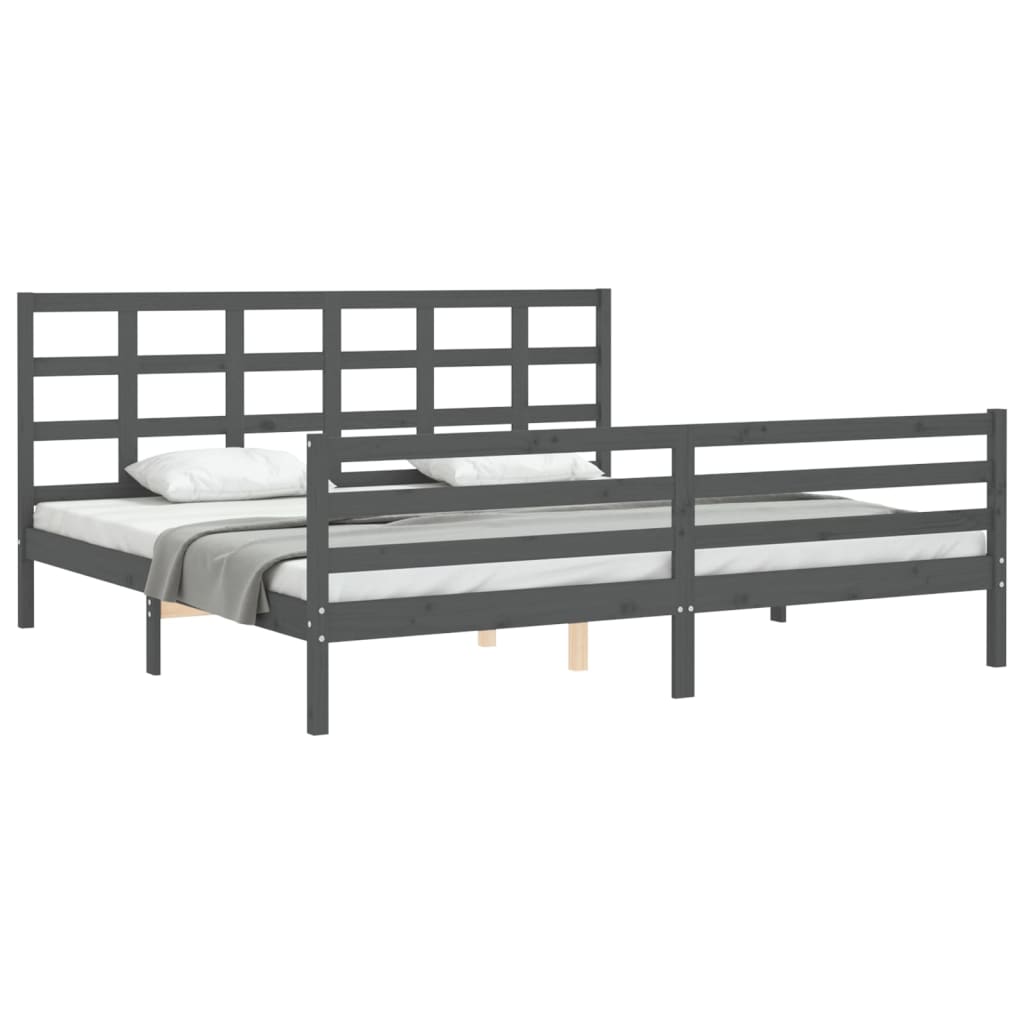Bed Frame without Mattress Grey 200x200 cm Solid Wood