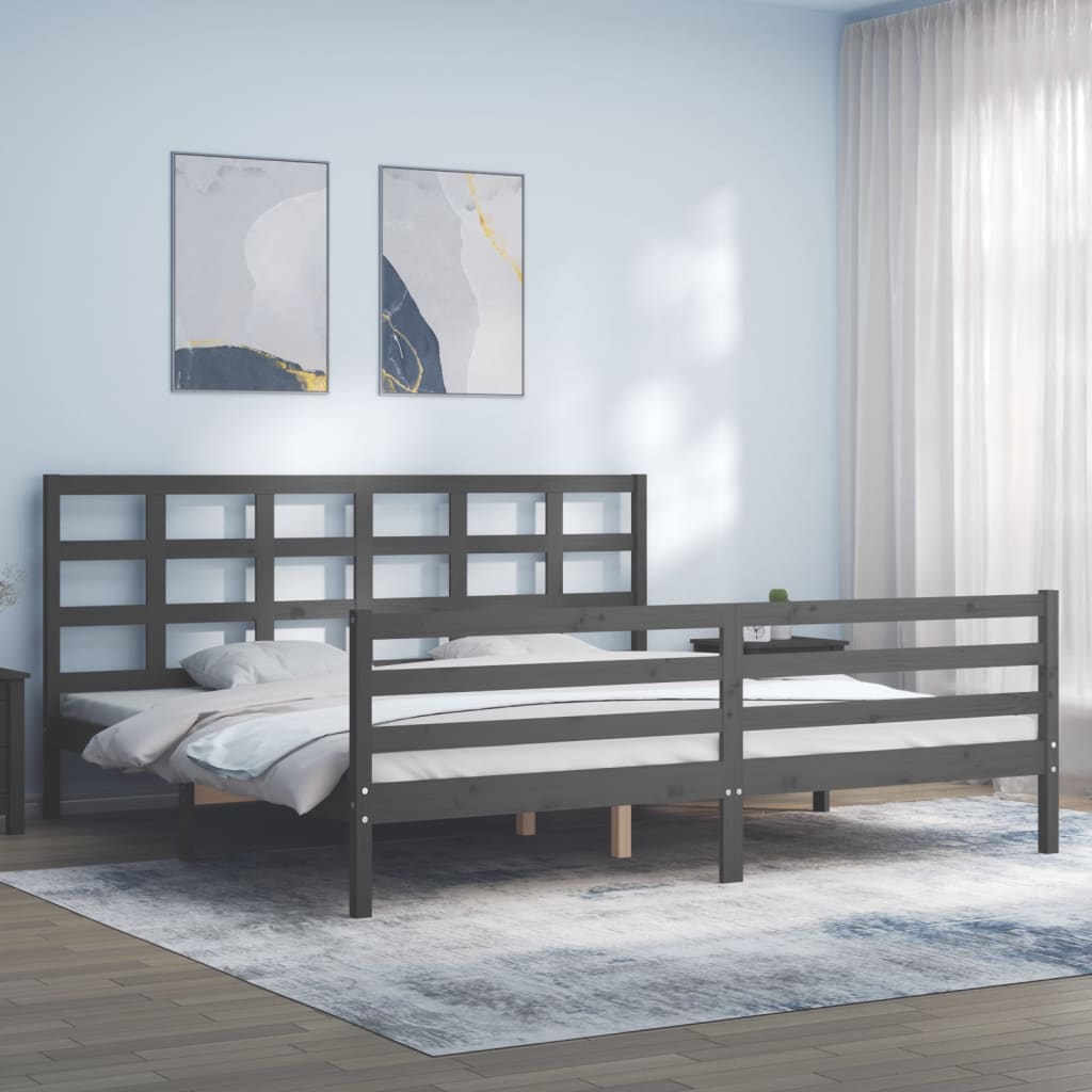 Bed Frame without Mattress Grey 200x200 cm Solid Wood