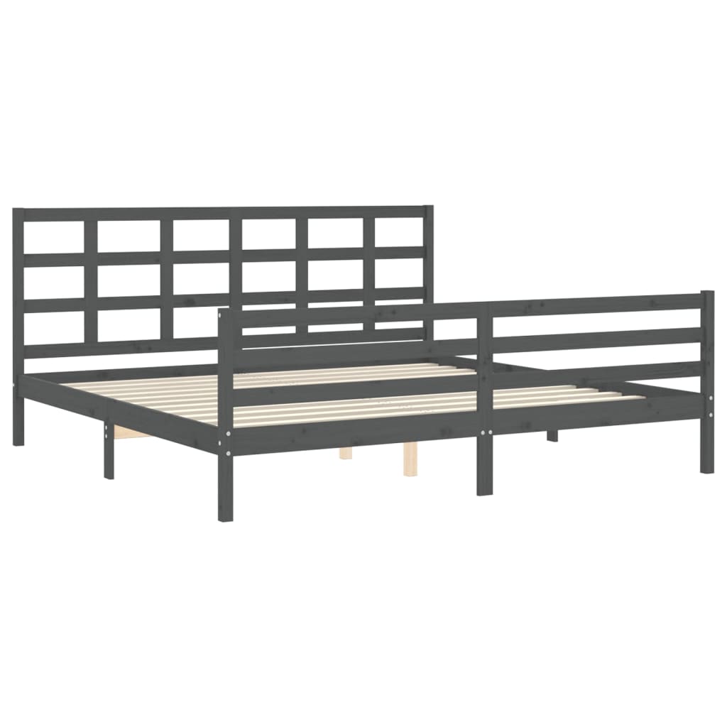 Bed Frame without Mattress Grey 200x200 cm Solid Wood