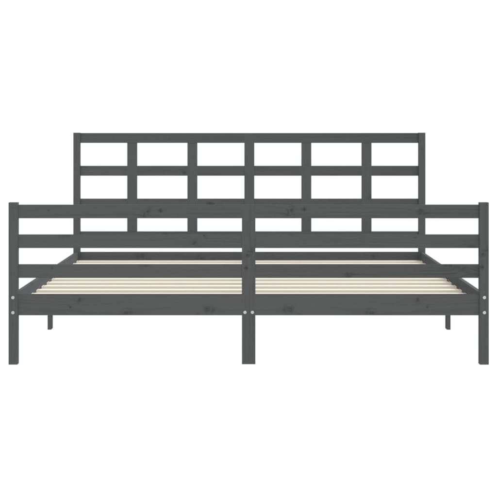 Bed Frame without Mattress Grey 200x200 cm Solid Wood
