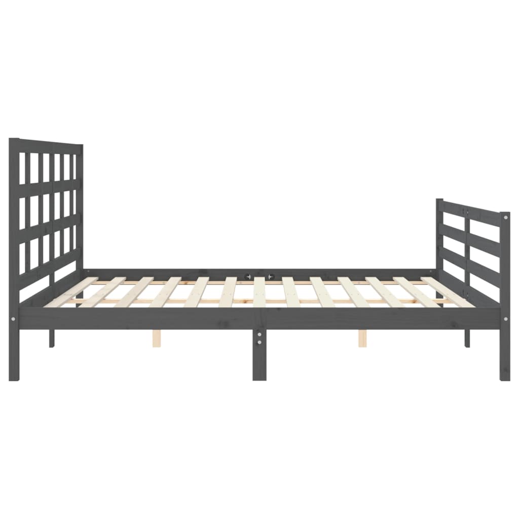 Bed Frame without Mattress Grey 200x200 cm Solid Wood