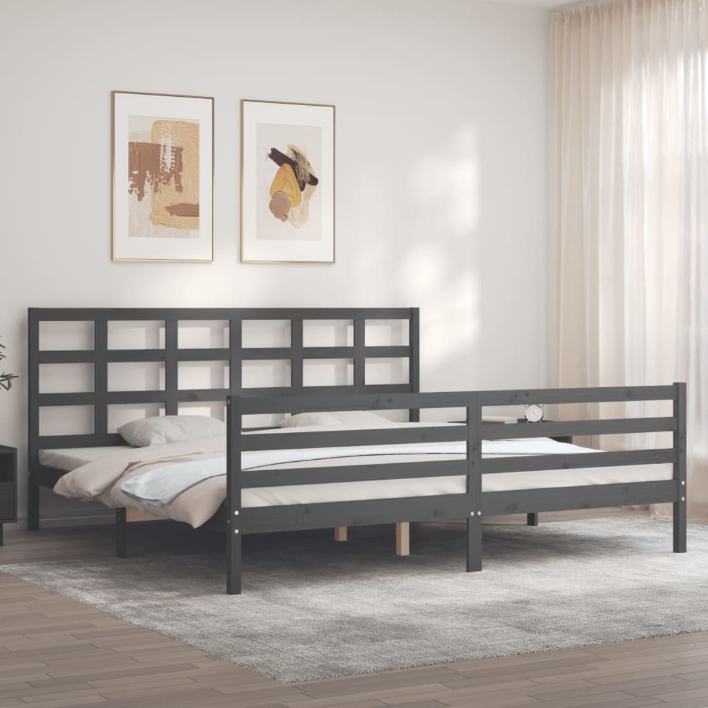 Bed Frame without Mattress Grey 200x200 cm Solid Wood