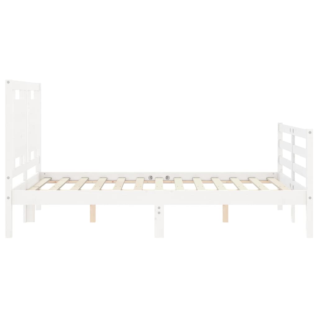 Bed Frame without Mattress White Double Solid Wood