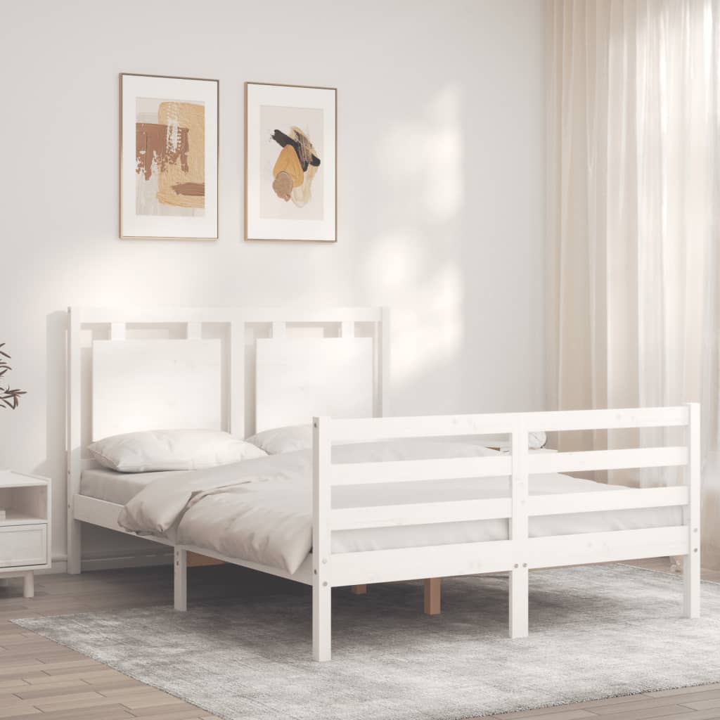 Bed Frame without Mattress White 140x190 cm Solid Wood