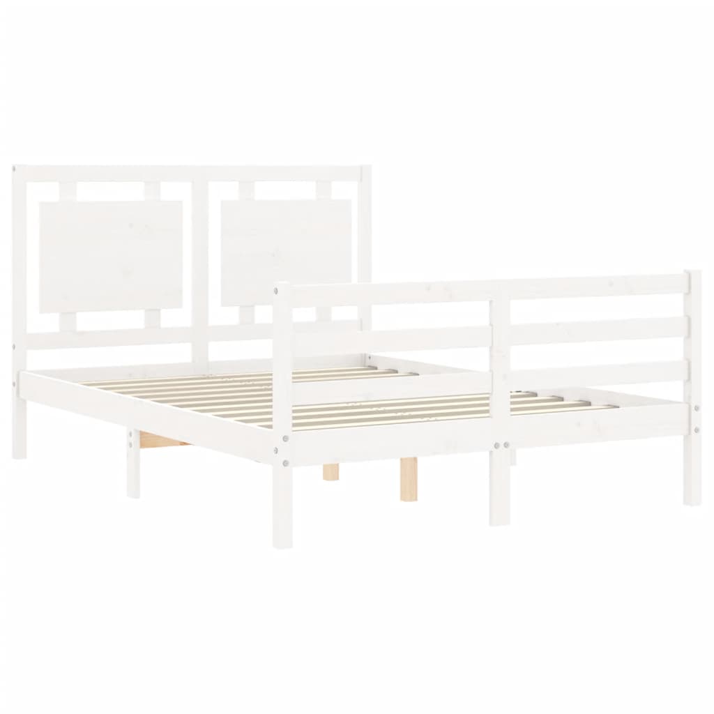 Bed Frame without Mattress White 140x190 cm Solid Wood
