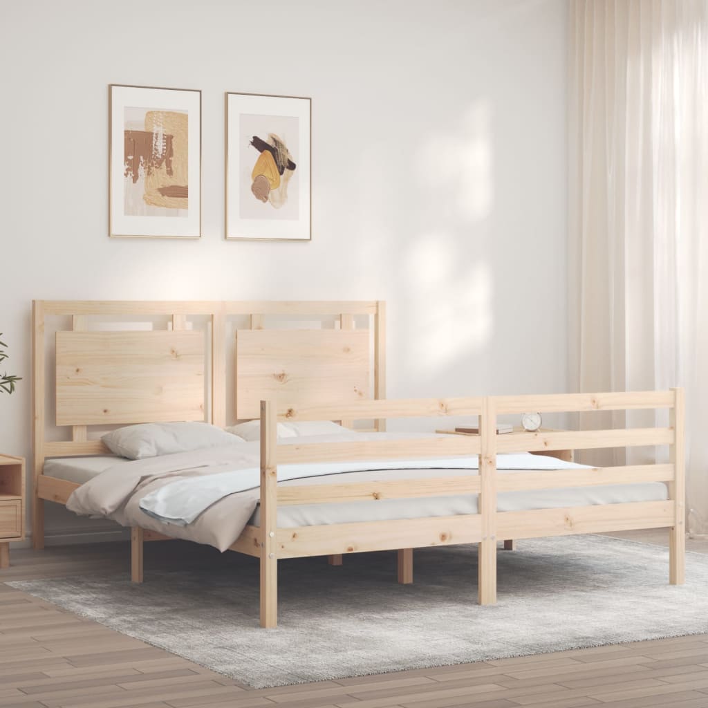 Bed Frame without Mattress King Size Solid Wood