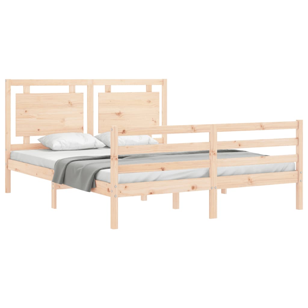 Bed Frame without Mattress King Size Solid Wood