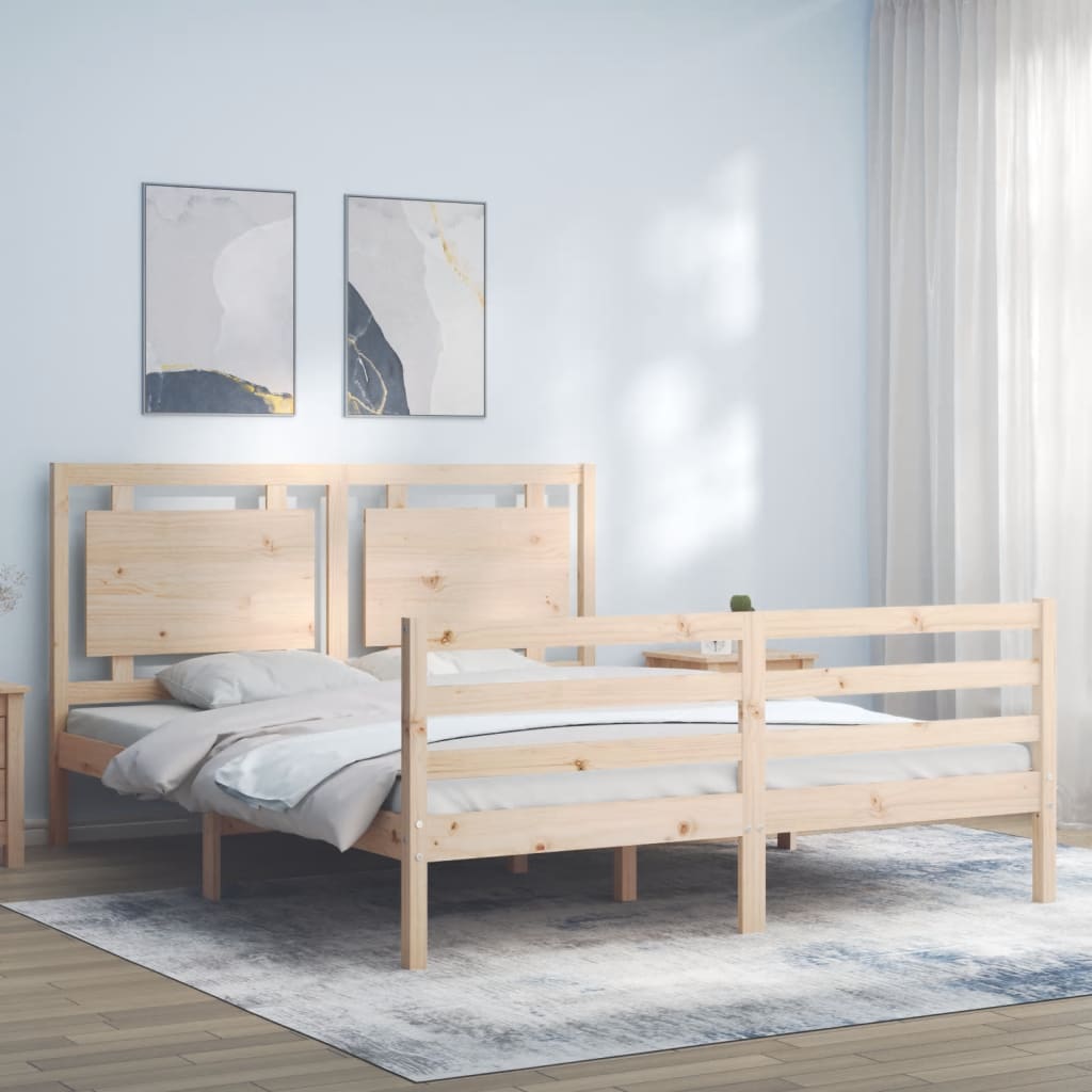 Bed Frame without Mattress King Size Solid Wood