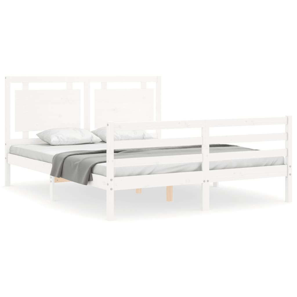 Bed Frame without Mattress White 160x200 cm Solid Wood