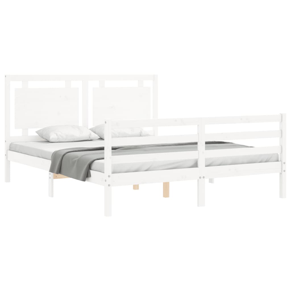 Bed Frame without Mattress White 160x200 cm Solid Wood