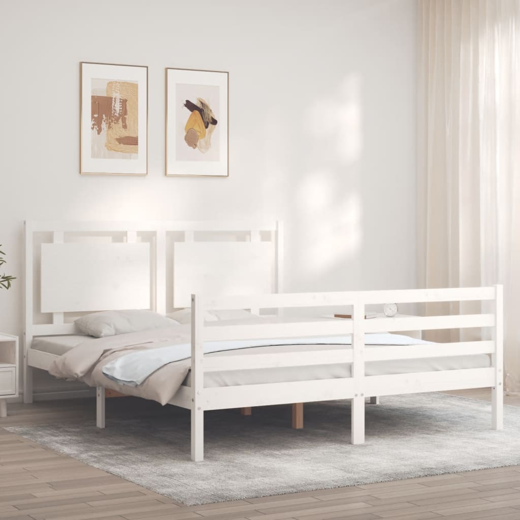 Bed Frame without Mattress White 160x200 cm Solid Wood